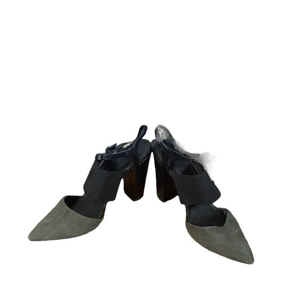 Charles David Gray Suede Leather Cap Toe Ankle Strap Chunky Heels Women Sz 6 - Picture 2 of 11